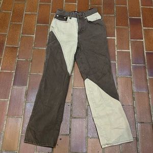 urban outfitters brown cream jeans